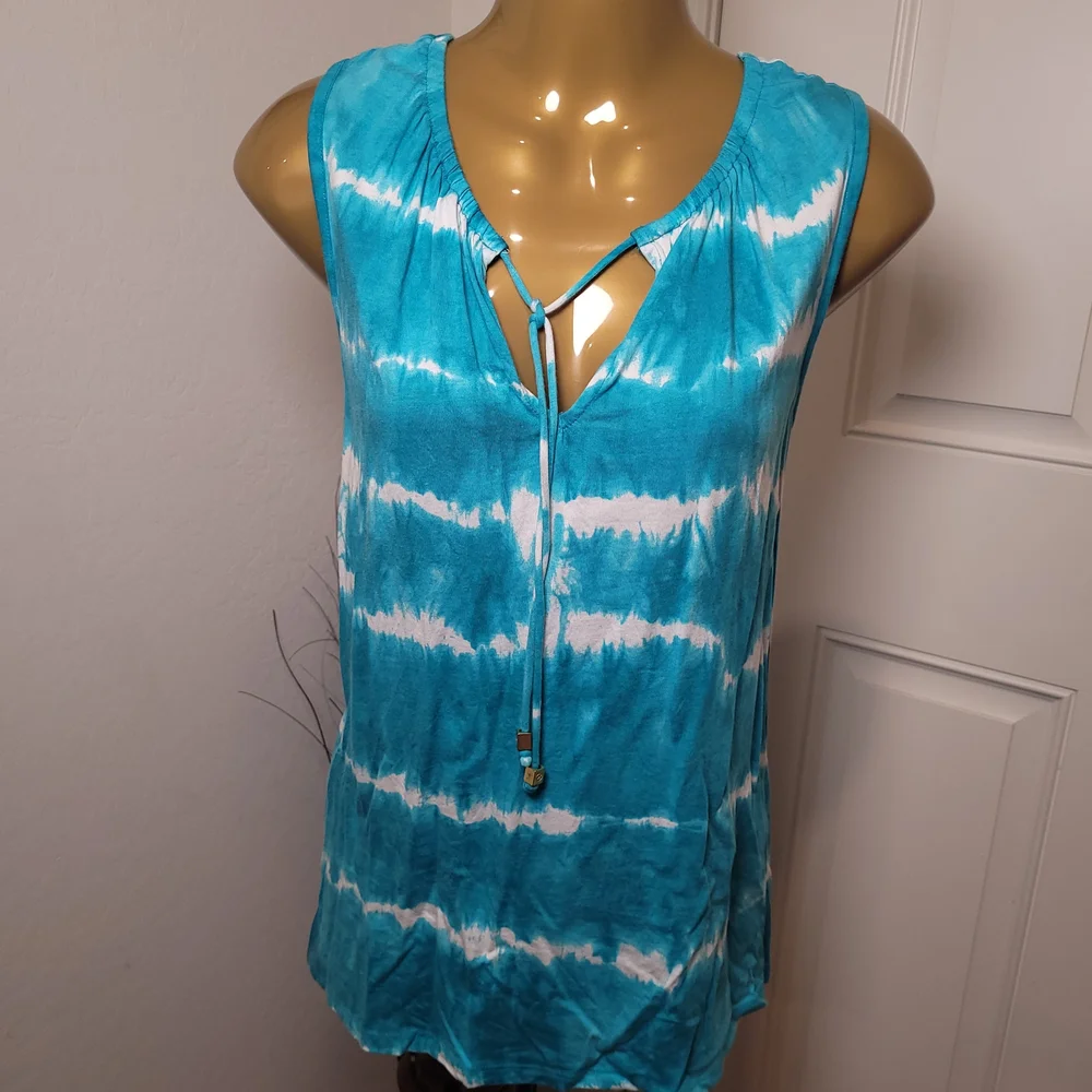 Michael Kors Blue and White Tie-Dye Blouse